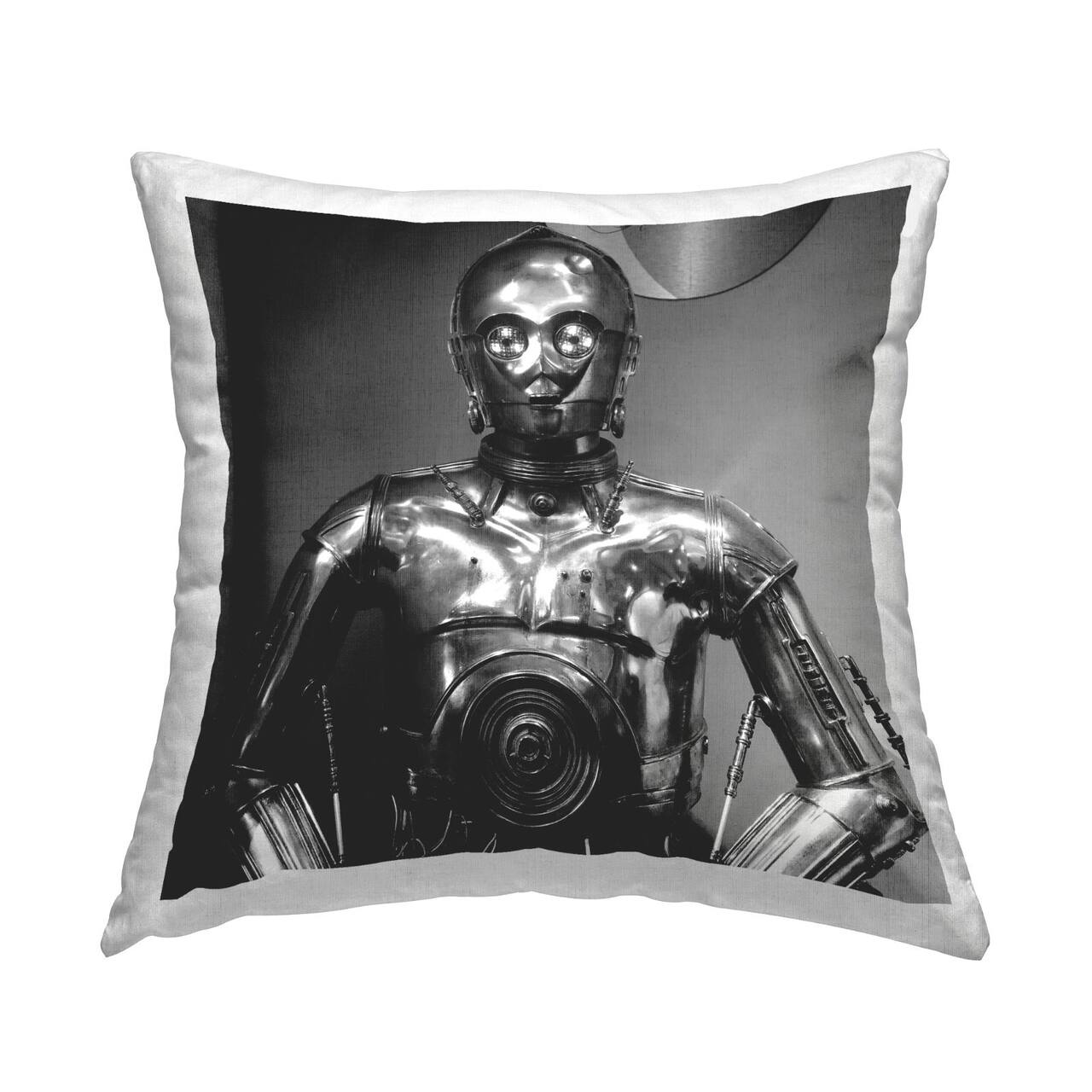 Stupell Industries Iconic Robot Science Fiction Monochrome Character Throw Pillow, 18" x 18"